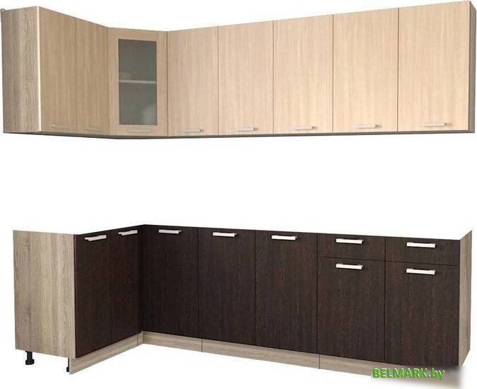 Готовая кухня Интерлиния Мила 12x26 без столешницы (дуб молочный/дуб венге) - фото