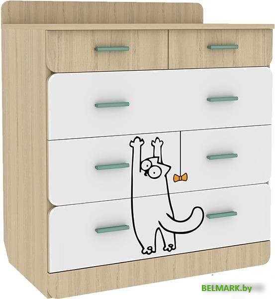 Комод Аквилон Кот №9.1 (туя светлая-белый) - фото