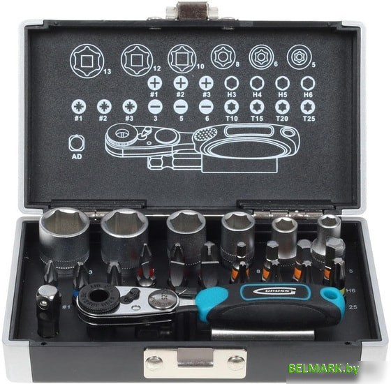 Набор торцевых головок и бит GROSS 11361 (26 предметов) - фото2