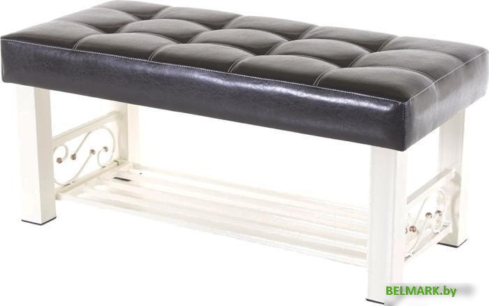 Банкетка AMC Lux 5 с полкой кожзам бежевый/коричневый/бежевый 5.1Б100323 - фото