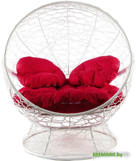 Кресло M-Group Апельсин 11520106 (белый ротанг/красная подушка) - фото