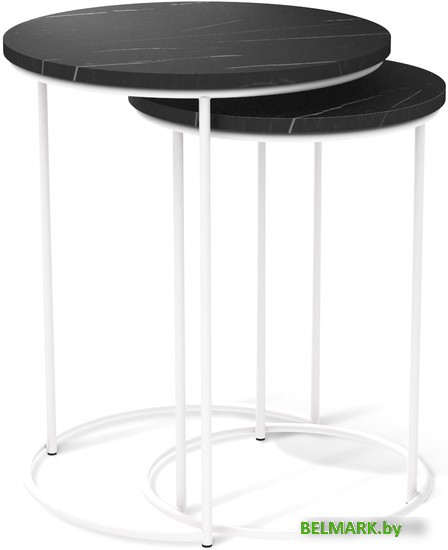 Журнальный столик Sheffilton SHT-CT7 (камень пьетра черный/белый муар) - фото