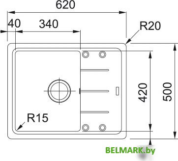 Кухонная мойка Franke Basis BFG 611-62 114.0676.303 (оникс) - фото2