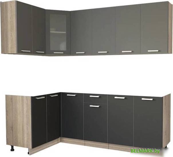 Готовая кухня Интерлиния Мила 12x22 без столешницы (серебристый/антрацит) - фото