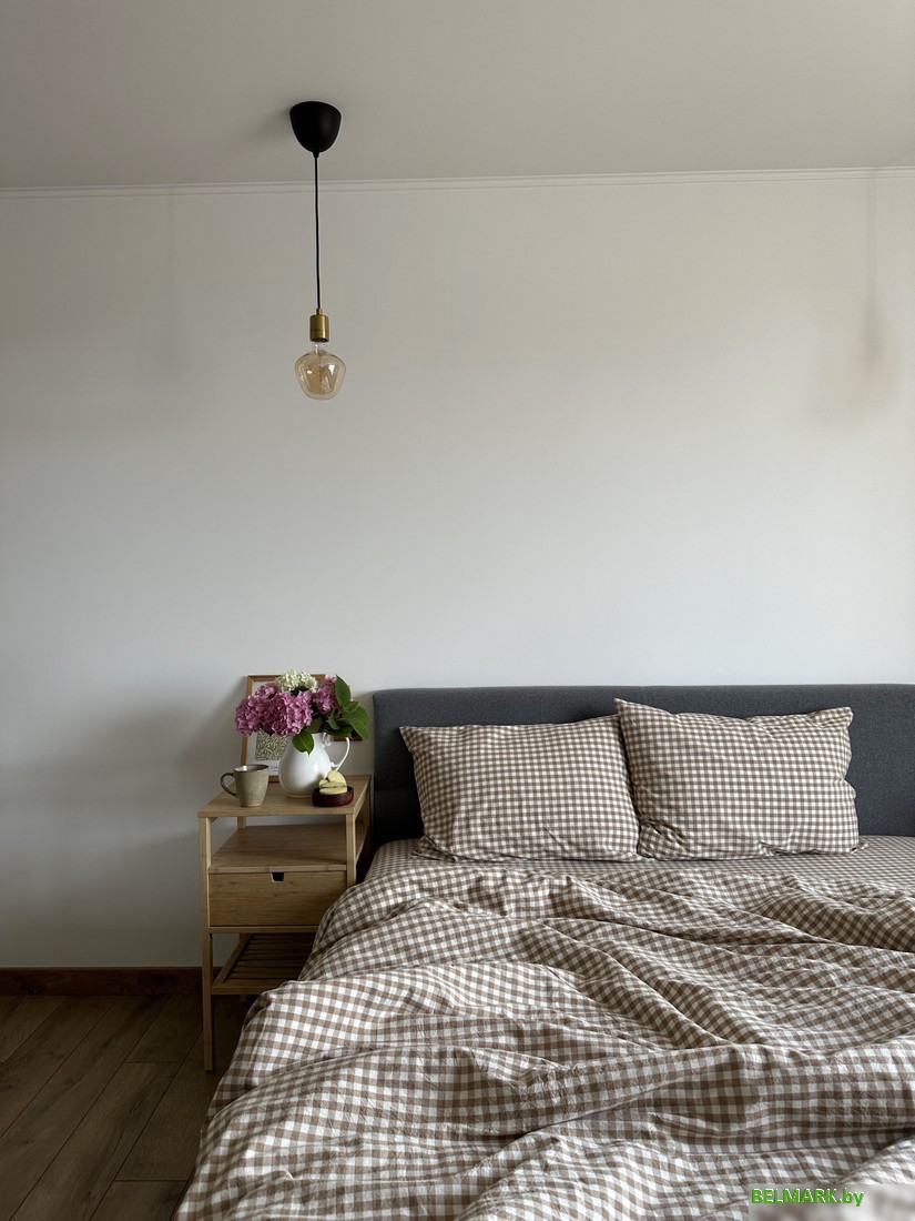 Постельное белье Царство сновидений Вареный хлопок Бежевая клетка 150-0140 (2-сп, нав. 50x70) - фото2