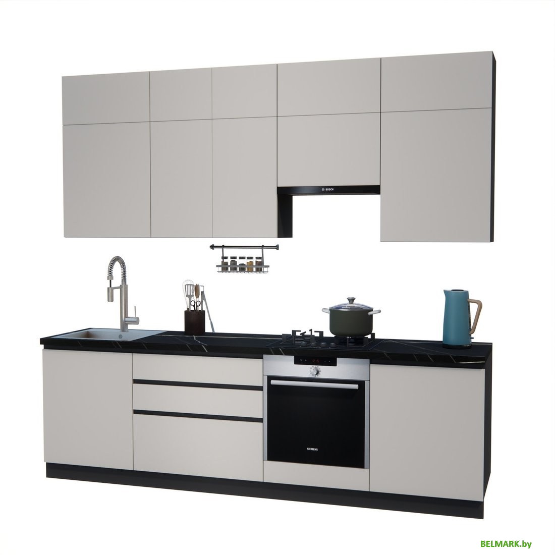 Готовая кухня ВерсоМебель Эко Премиум 2.6 (кашемир/ст. тунис) - фото