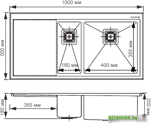Кухонная мойка Omoikiri Akisame 100-2-GM-R 4973104 (вороненая сталь) - фото2