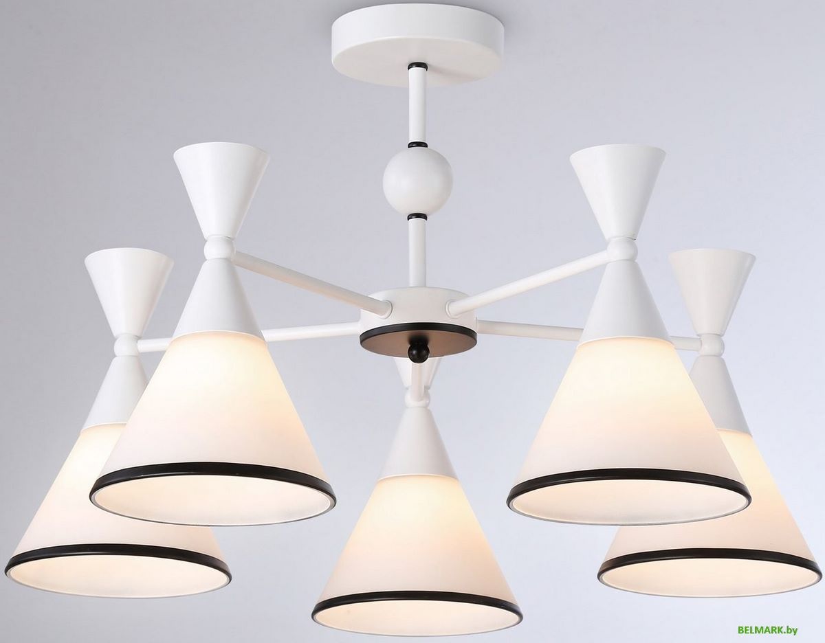 Припотолочная люстра Ambrella Traditional TR3165/5 WH/BK (белый/черный) - фото