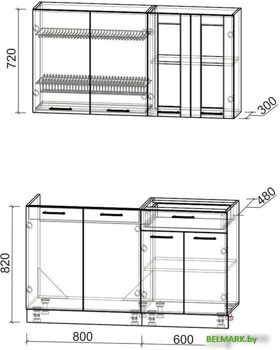 Готовая кухня Интерлиния Мила 14 без столешницы (дуб белый/дуб серый) - фото2