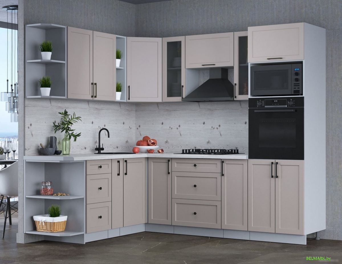 Готовая кухня Интерлиния Тренд 1.88x2.4 ВТ левая (луна/луна/бискайская сосна) - фото2