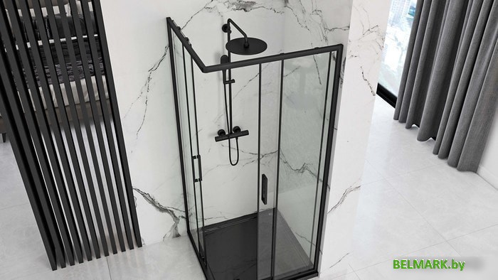Душевой уголок Rea Punto 90x90 (черный/прозрачное стекло) - фото2