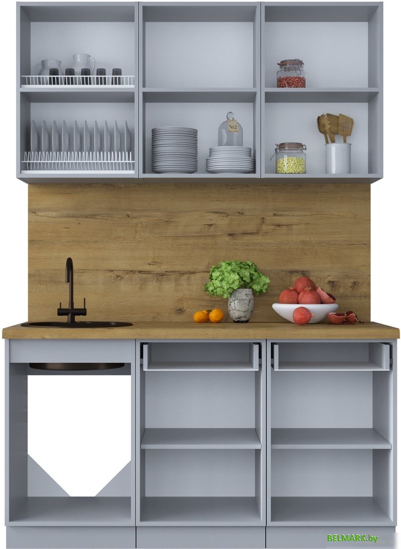 Готовая кухня Интерлиния Мила Шато 1.5Б (луна/луна/бискайская сосна) - фото2