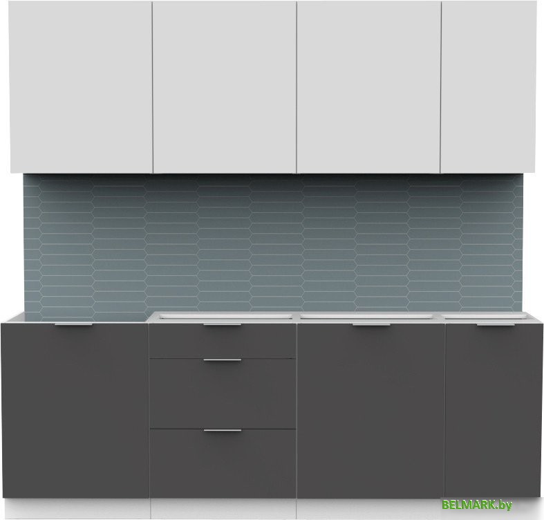 Готовая кухня Интермебель Микс Топ-7 2.2м без столешницы (белый премиум/графит серый) - фото