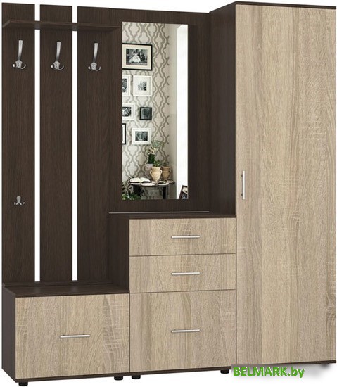 Стенка Интермебель Визит-1 (дуб венге/дуб сонома) - фото