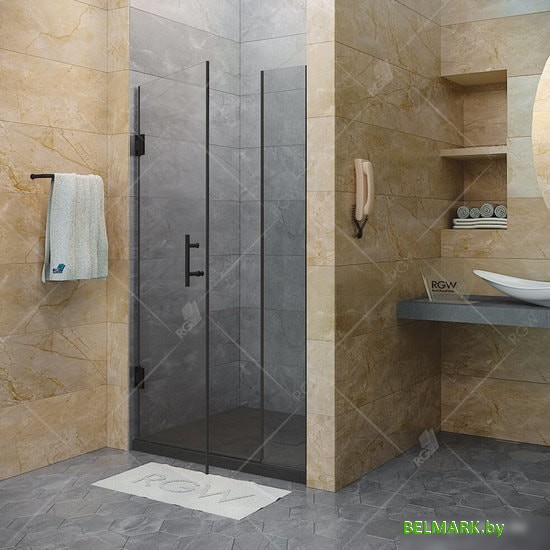 Стеклянная шторка для ванны RGW Hotel HO-02B 350601209-14 (черный/прозрачное стекло) - фото