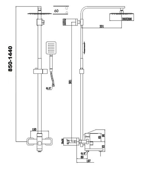 Душевая система Savol S-SUS5001 - фото2