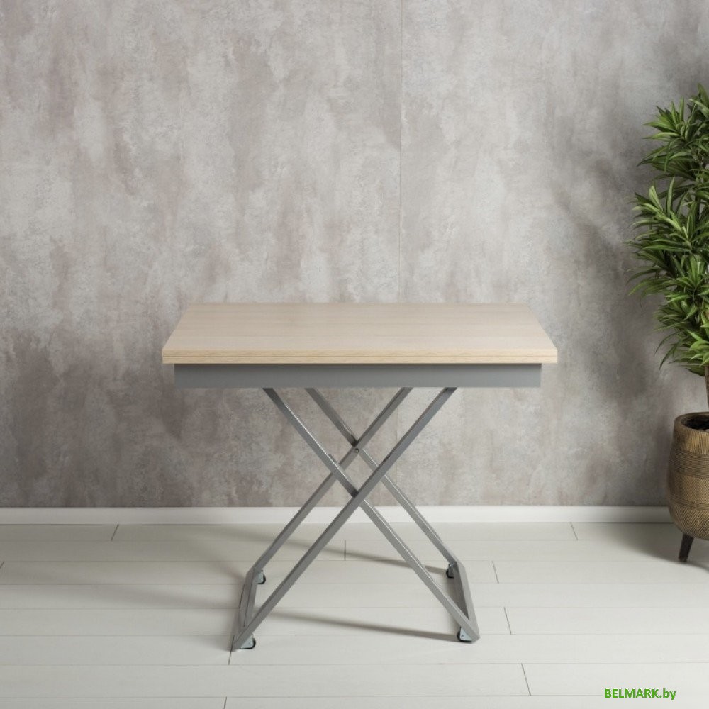 Стол-трансформер Levmar Apollo D68/S59 (дуб шамони светлый/серебро) - фото