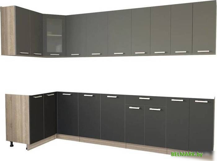 Готовая кухня Интерлиния Мила 12x30 без столешницы (серебристый/антрацит) - фото