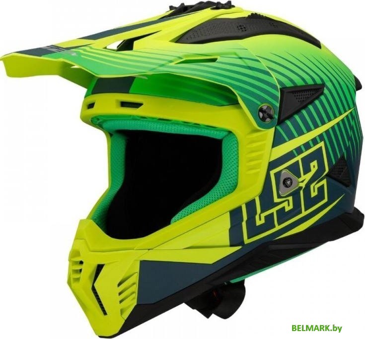 Мотошлем LS2 MX708 Fast II Duck (S, Green H-V Yellow) - фото