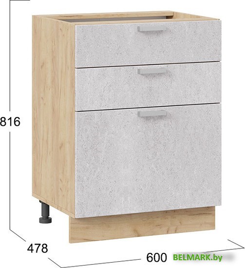 Шкаф напольный Трия Гранита 1Н6Я3 (дуб крафт золотой/бетон снежный) - фото2