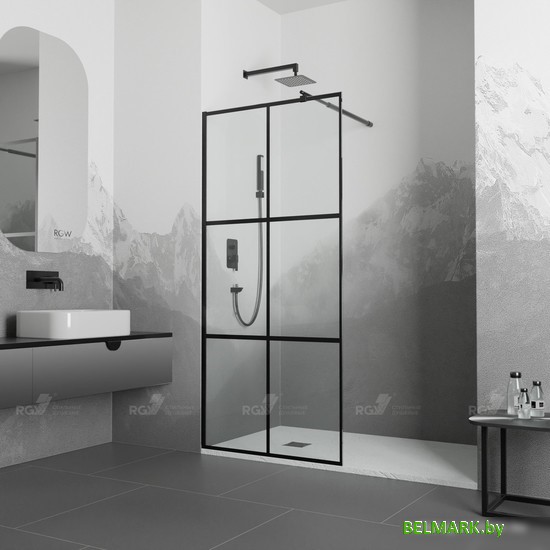 Душевая стенка RGW WA-011B 35101112-84 120 (черный/прозрачное стекло) - фото