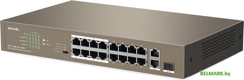 Неуправляемый коммутатор Tenda TEF1118P-16-150W - фото2