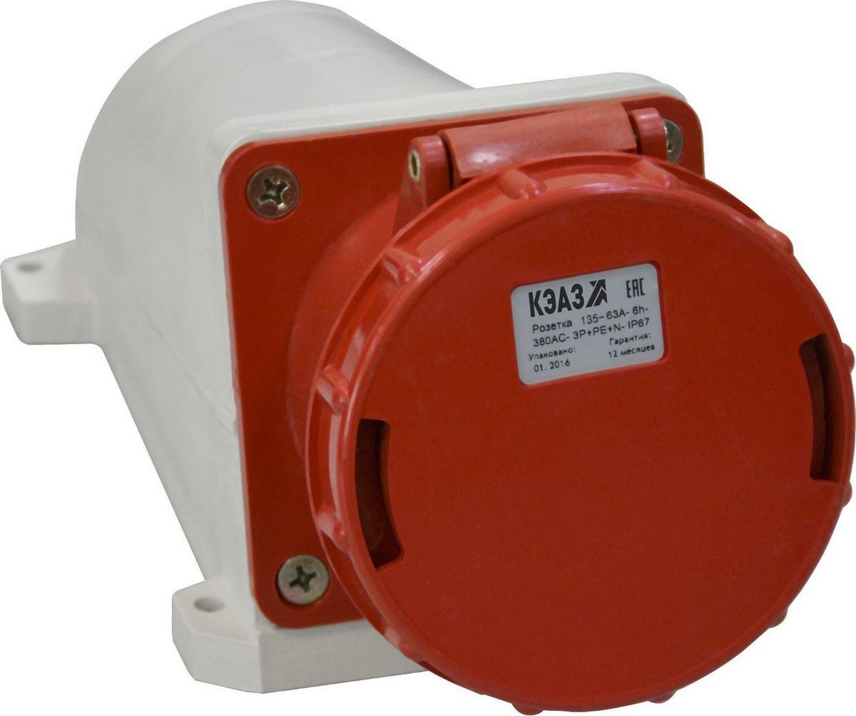 Розетка для электроплиты КЭАЗ 135 63А 6h 380AC 3P+PE+N IP67 241221 - фото