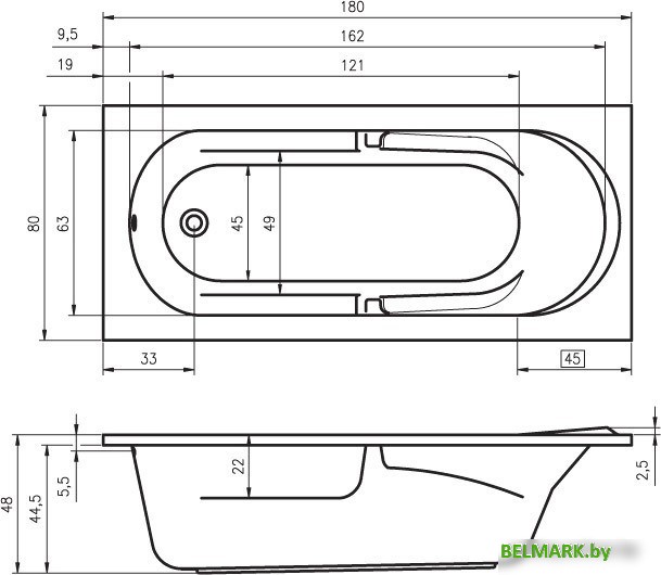 Ванна Riho Future 180x80 BC31005 (с каркасом) - фото2