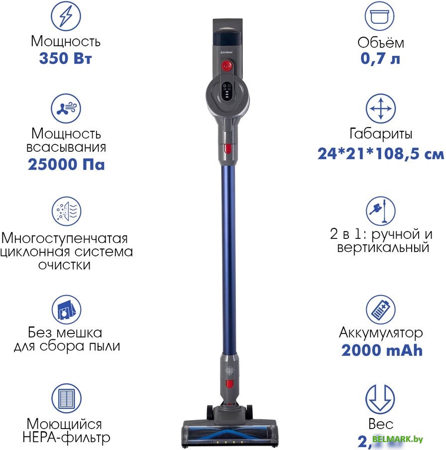 Пылесос Endever SkyClean VC-304 (темно-синий/серый) - фото