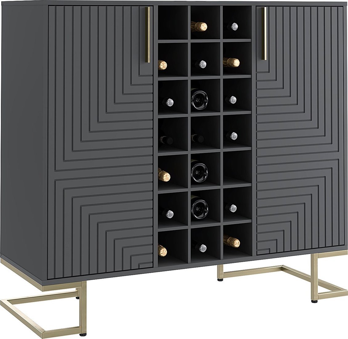 Комоды, тумбы Involux Неаполь 233H211 (графит/черный матовый/золото) - фото