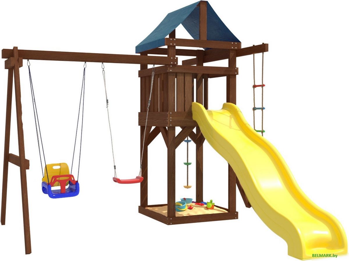 Игровой комплекс National Tree Company с качелями лодочка и качелями 3 в 1 IgroWoods ДП-5 Premium - фото