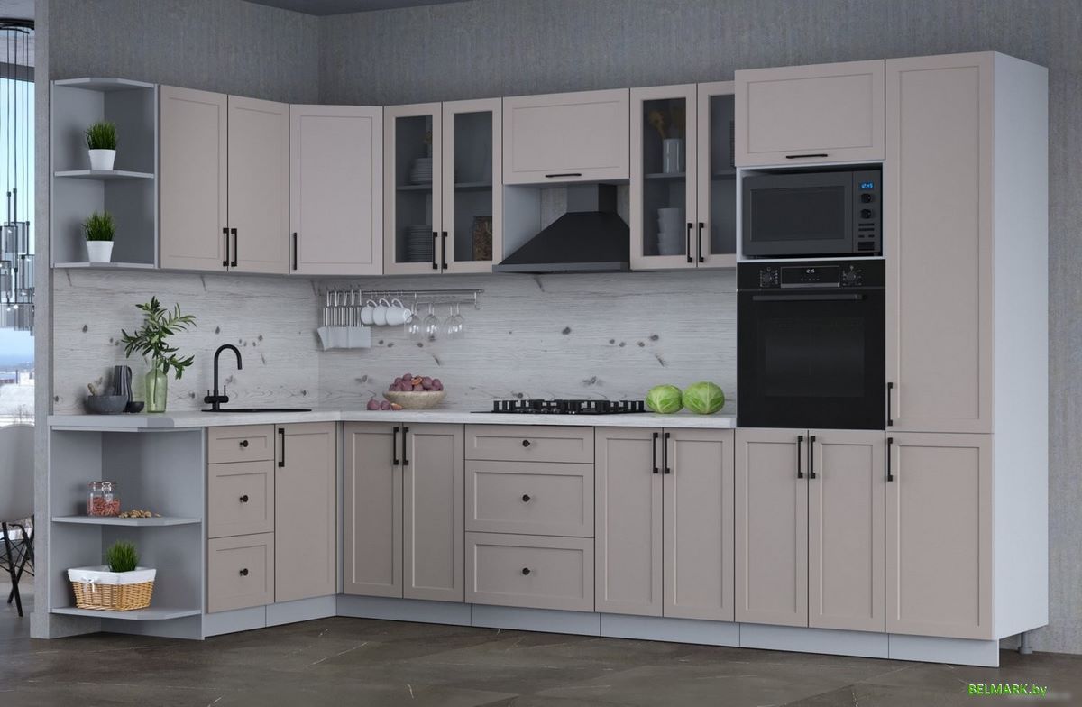 Готовая кухня Интерлиния Тренд 1.68x3.4 ВТ левая (луна/луна/бискайская сосна) - фото2