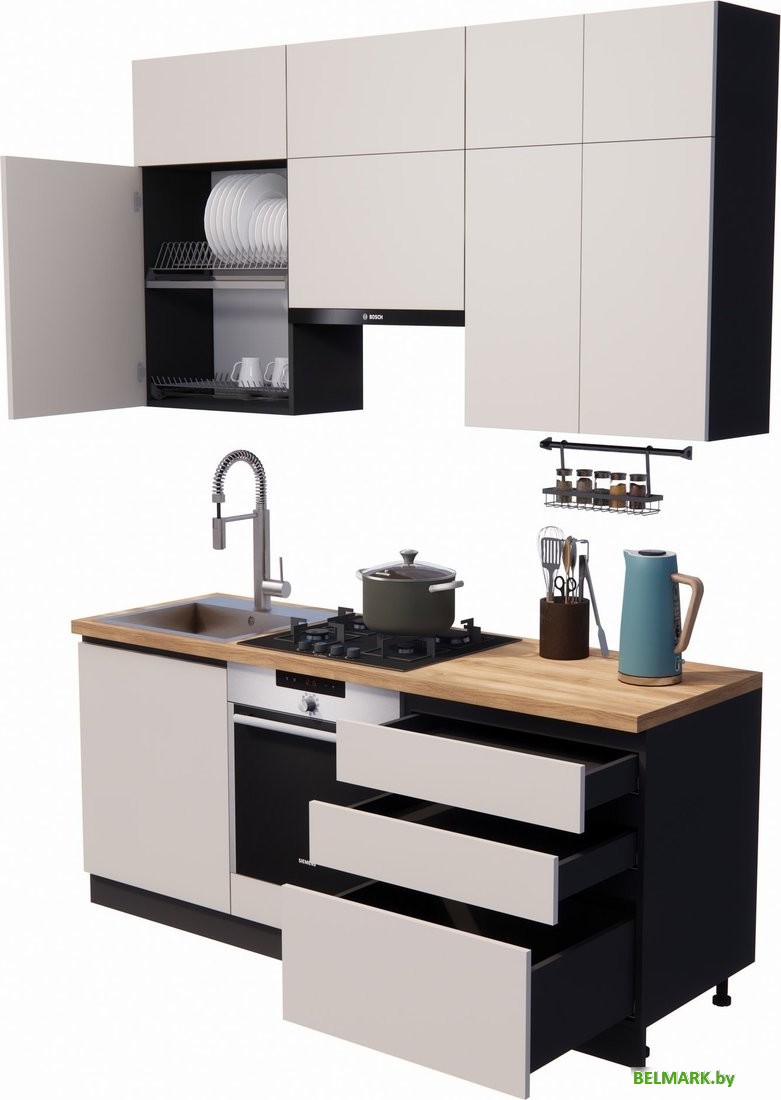 Готовая кухня ВерсоМебель Эко Премиум 1.9 (кашемир/ст. дуб вотан) - фото2