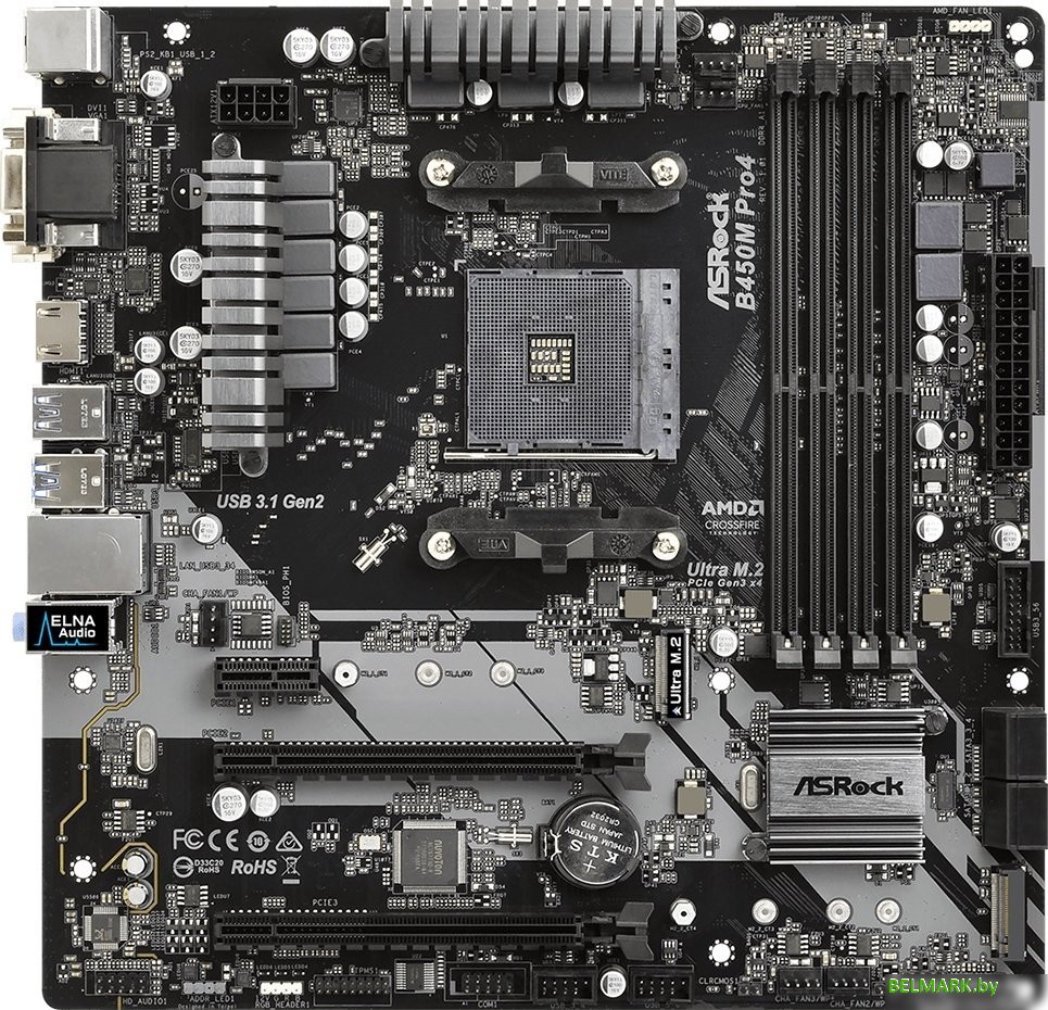 Материнская плата ASRock B450M Pro4 - фото