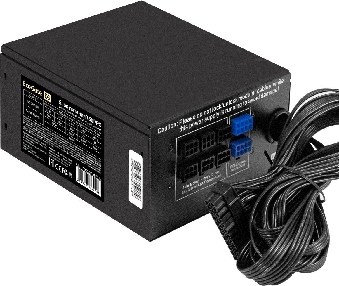 Блок питания ExeGate 750PPX EX292336RUS-S - фото