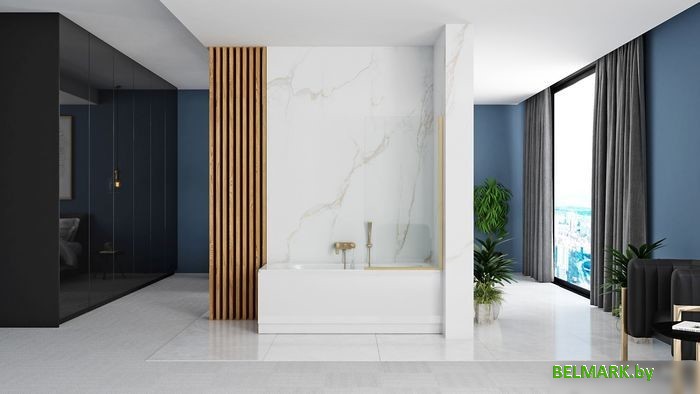 Стеклянная шторка для ванны Rea Elegant 70 (матовое золото/прозрачное стекло) - фото2