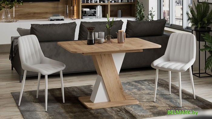 Кухонный стол Трия Люксембург тип 3 (дуб крафт золотой/белый) - фото