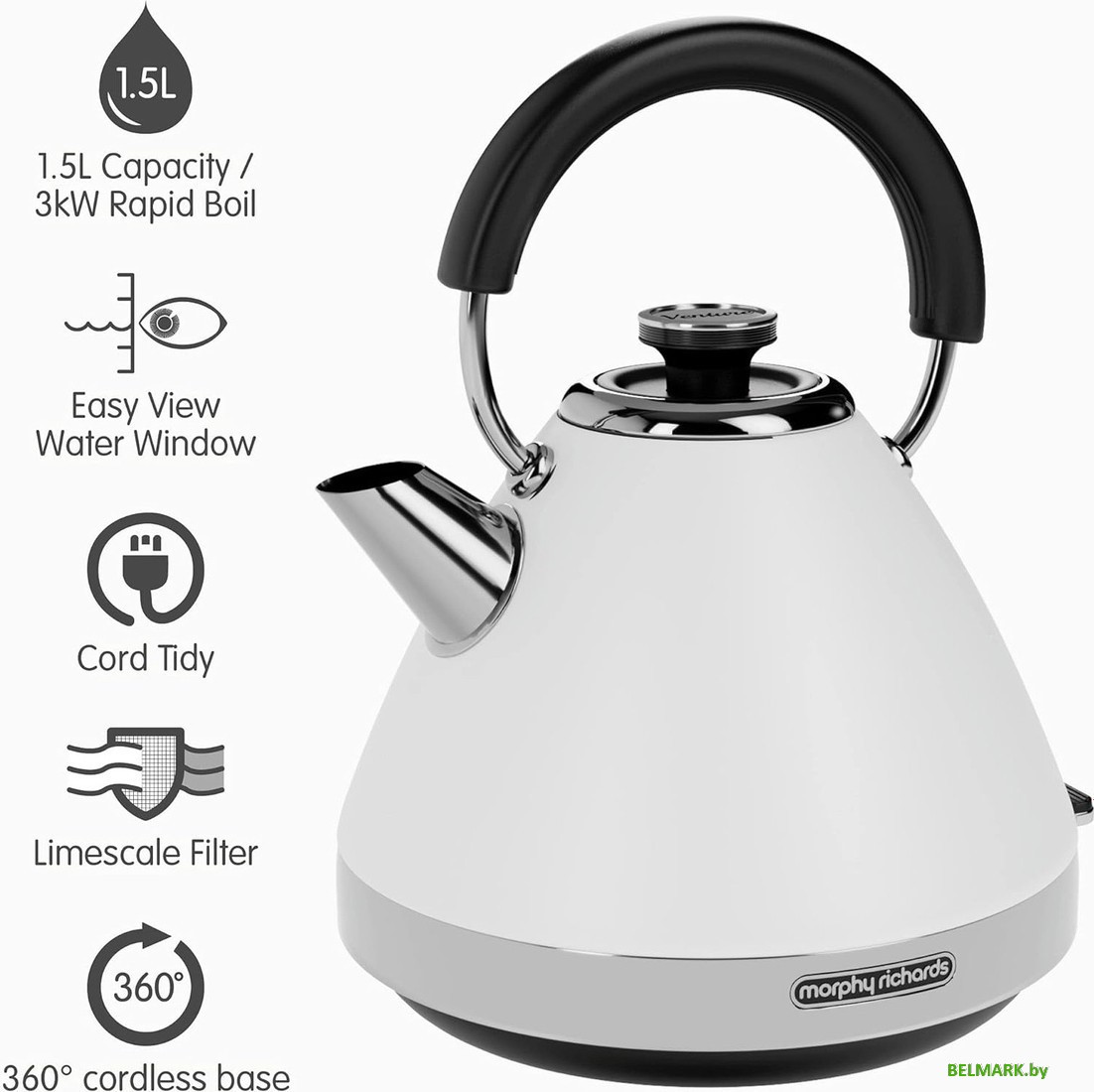 Электрический чайник Morphy Richards Venture White Pyramid 100134 - фото2