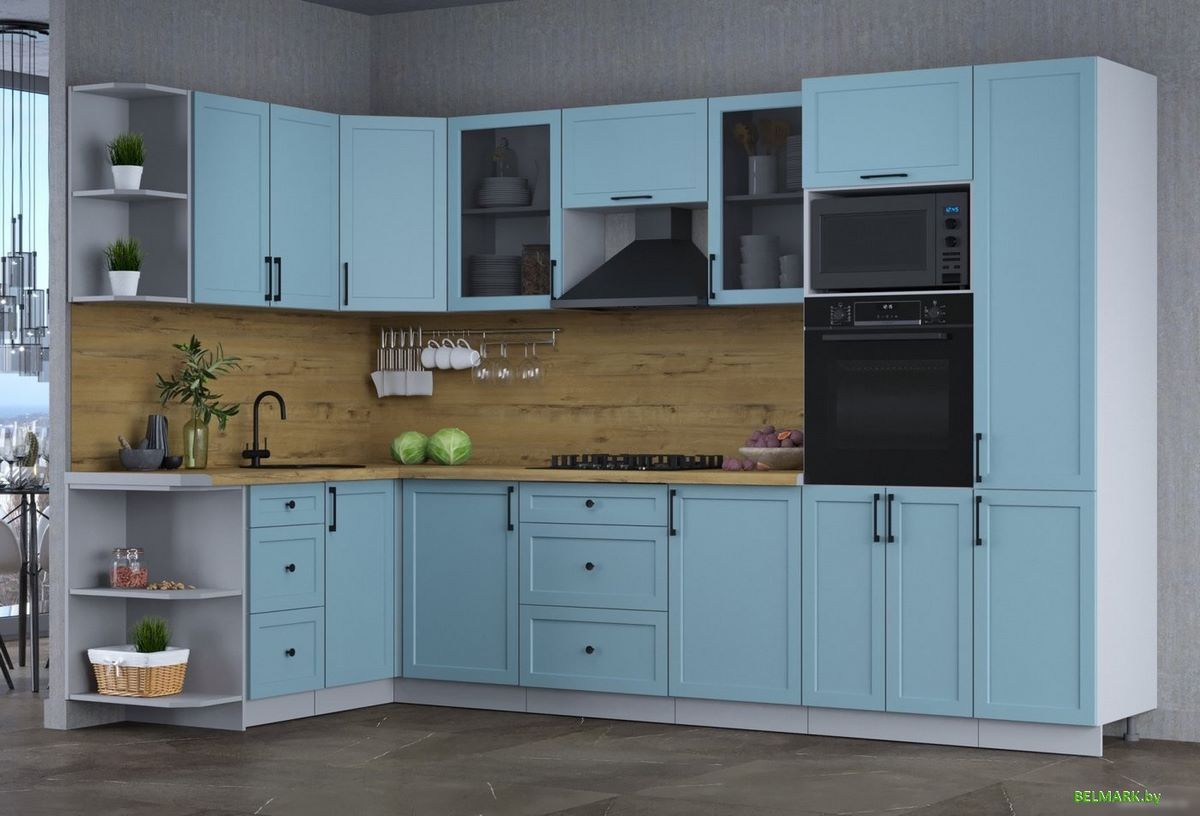 Готовая кухня Интерлиния Тренд 1.68x3.2 ВТ левая (океан/океан/дуб бунратти) - фото2