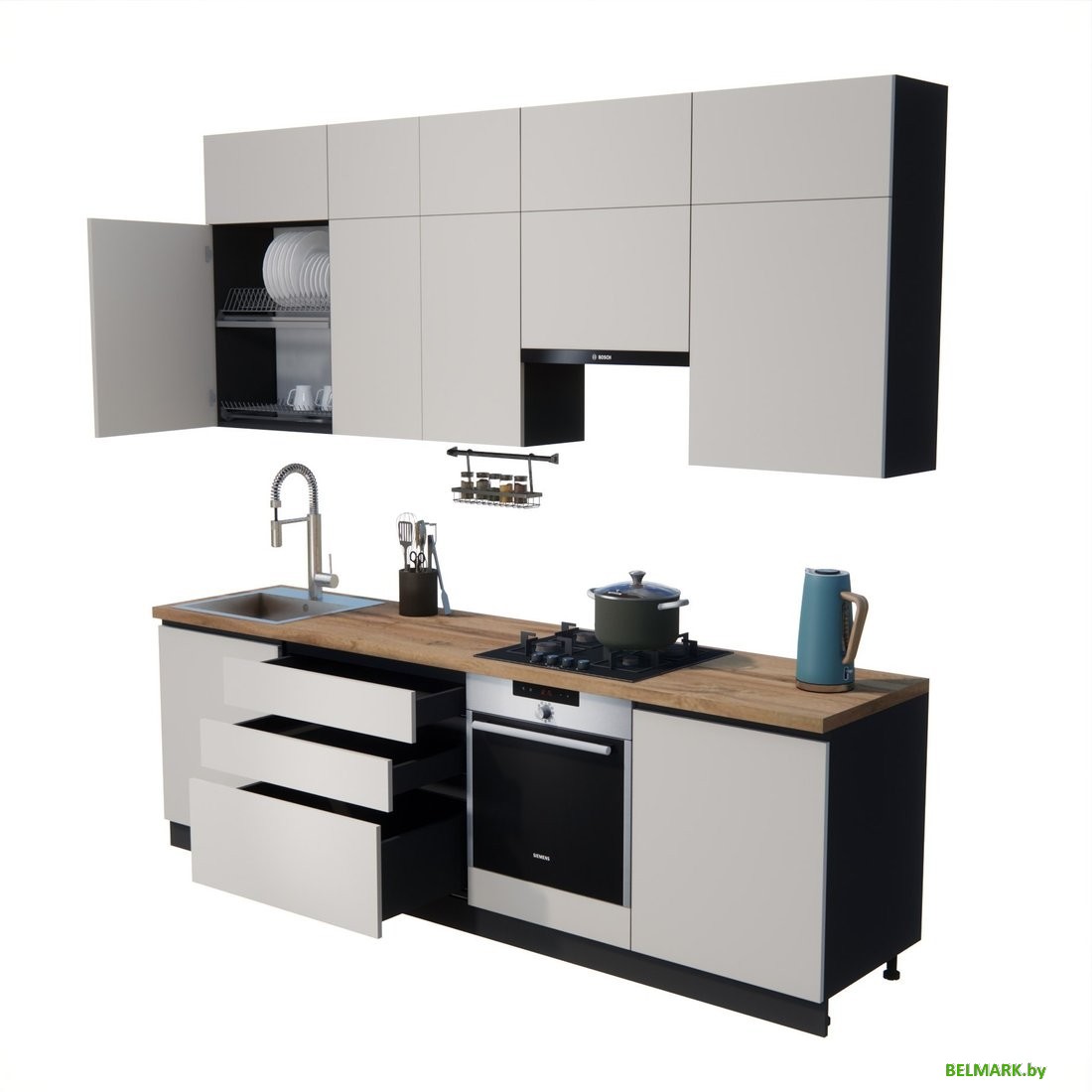 Готовая кухня ВерсоМебель Эко Премиум 2.6 (кашемир/ст. дуб вотан) - фото2