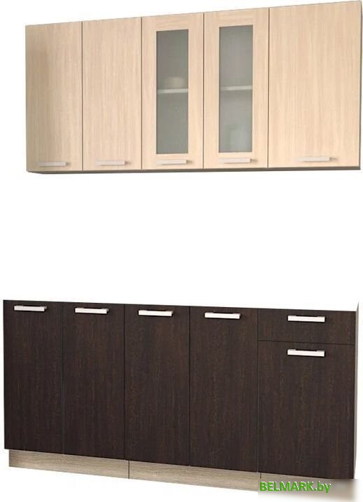 Готовая кухня Интерлиния Мила 16-60 без столешницы (дуб молочный/дуб венге) - фото
