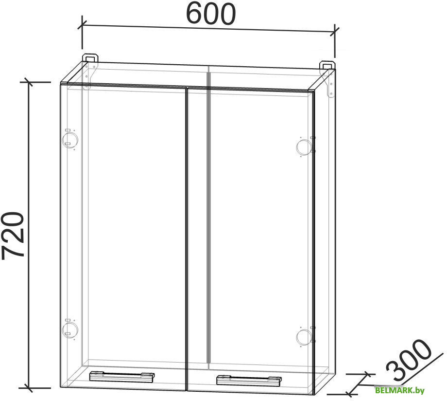Шкаф навесной Интерлиния Компо ВШС60-720-2дв (бетон портленд) - фото2