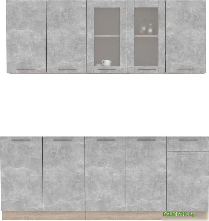 Готовая кухня Интерлиния Мила 20 без столешницы (бетон/бетон) - фото