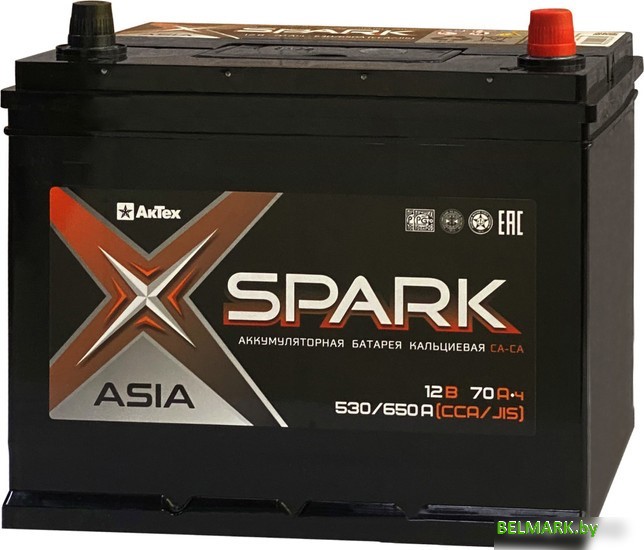 Автомобильный аккумулятор Spark Asia 530/650A EN/JIS L+ SPAA70-3-L (70 А·ч) - фото
