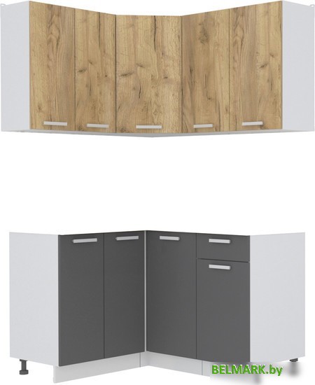 Готовая кухня Интерлиния Мила Лайт 1.2x1.4 без столешницы (дуб золотой/антрацит) - фото