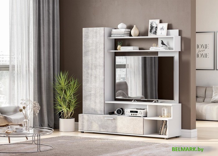 Стенка NN мебель МГС 9 (белый/цемент светлый) - фото