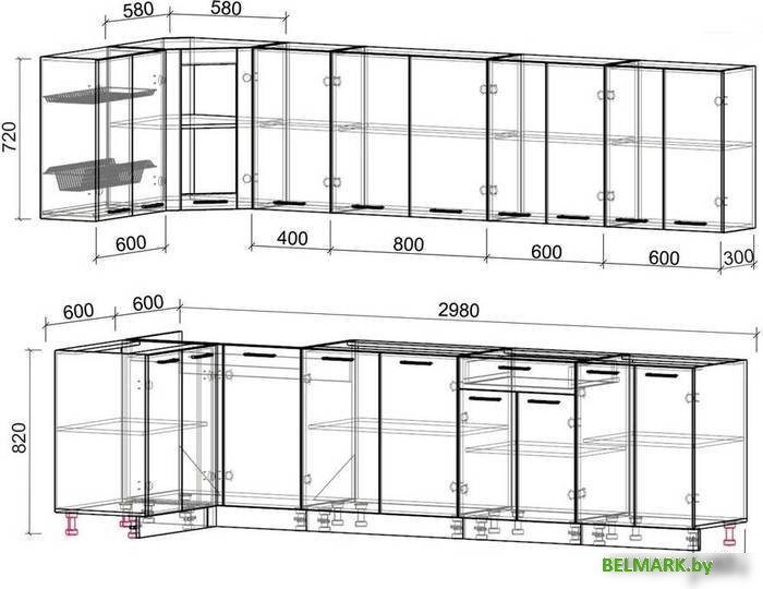 Готовая кухня Интерлиния Мила 12x30 без столешницы (дуб молочный/дуб венге) - фото2