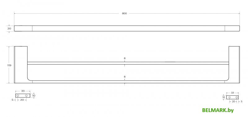 Держатель для полотенца Cezares SLIDER-THD-80-GM (оружейная сталь) - фото2