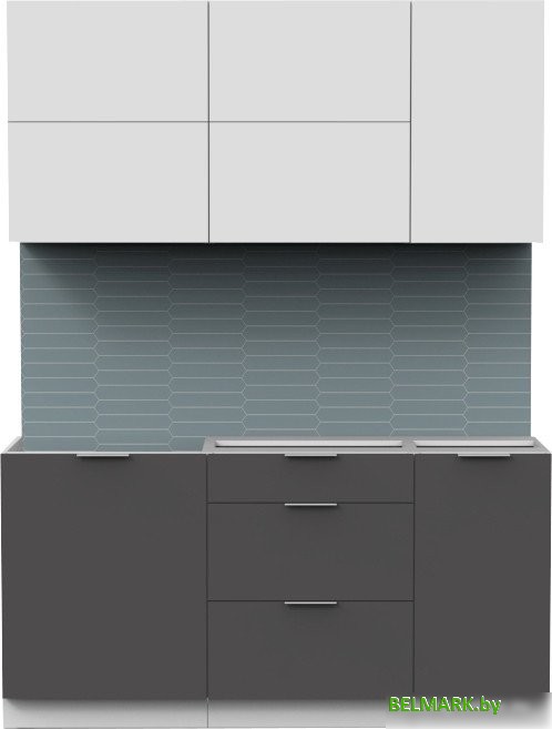 Готовая кухня Интермебель Микс Топ-32 1.6м без столешницы (белый премиум/графит серый) - фото