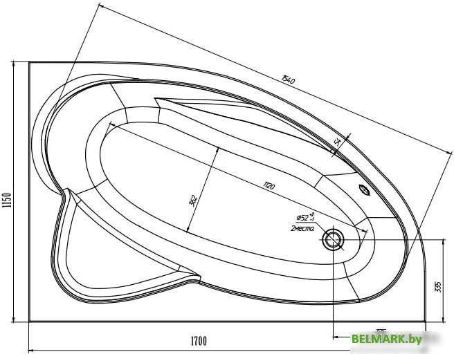 Ванна Ventospa Nika 170x115R - фото2